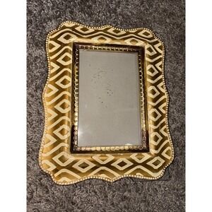 SICURA Italian Designs Geometric Gold Leaf Picture Frame‎ - Holds 4"x6" Photo